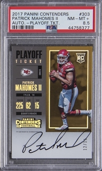 2017 Panini Contenders "Auto. Playoff Ticket" #303 Patrick Mahomes II Signed Rookie Card (#12/15) – PSA NM-MT+ 8.5